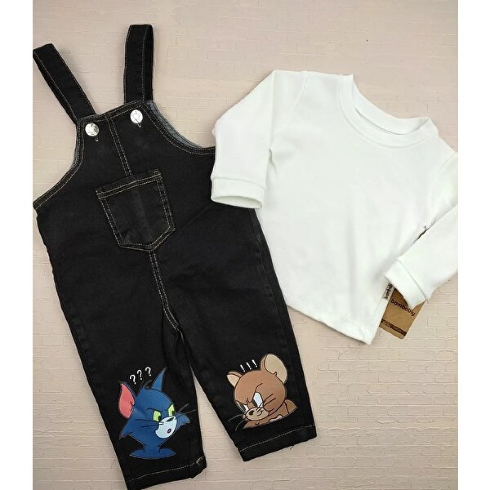 Yogi Bebek Salopet Takım Tom ve Jerry Baskılı Bebek Tulumu Fiyatı