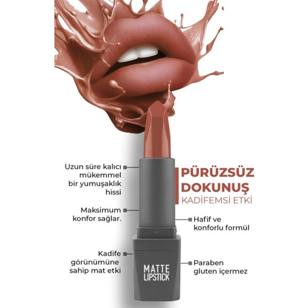 Yoğun Renk Veren Uzun Süre Kalıcı Nemlendirici Kadifemsi Mat Ruj - Matte Lipstick 406 Soft Terracott Rujlar & Dudak Parlatıcıları Fiyatı