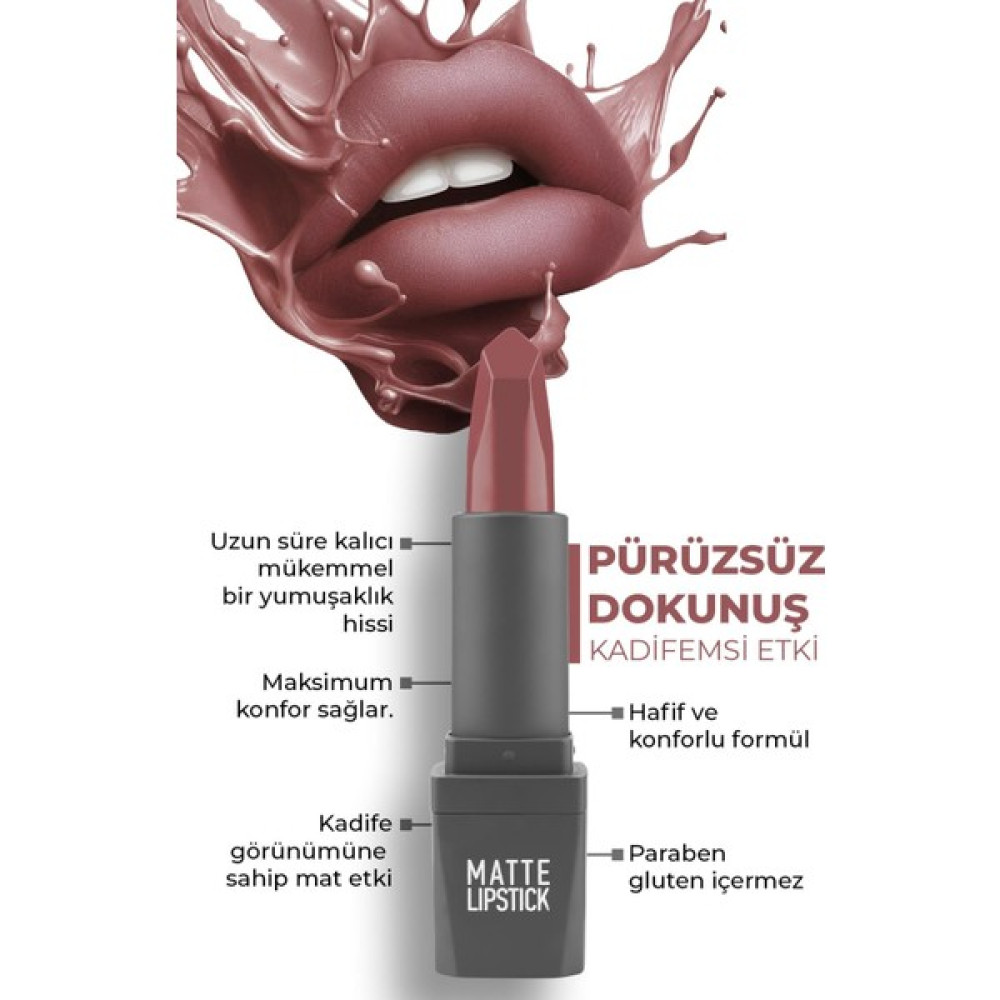 Yoğun Renk Veren Uzun Süre Kalıcı Nemlendirici Kadifemsi Mat Ruj - Matte Lipstick 408 Spicy Rose Rujlar & Dudak Parlatıcıları Fiyatı