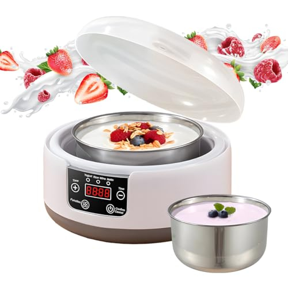 Yogurt Maker Machine 36 Hour, Probiotic Yogurt Maker with Temperature Control and 36 Hour Timer, 1.2L Yogurt Machine with LCD Display, Multi-Function Yogurt Machine for Home Use (Without 5 Cups)