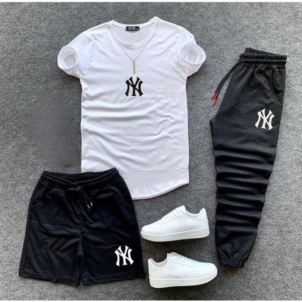 Yoho Sport Ny Baskılı Yazlık Şort T-Shirt Eşofman Altı 3 Lü Set Combin Takım Erkek Eşofman Fiyatı