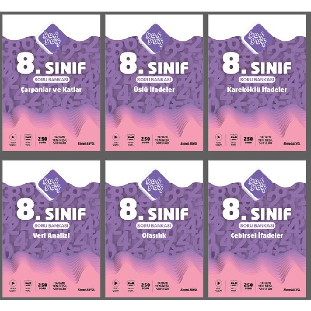 Yok Yok 8.sınıf Matematik 6'lı Set Yeni Nesil 250'ŞER Soru Bankası Matematik Fiyatı