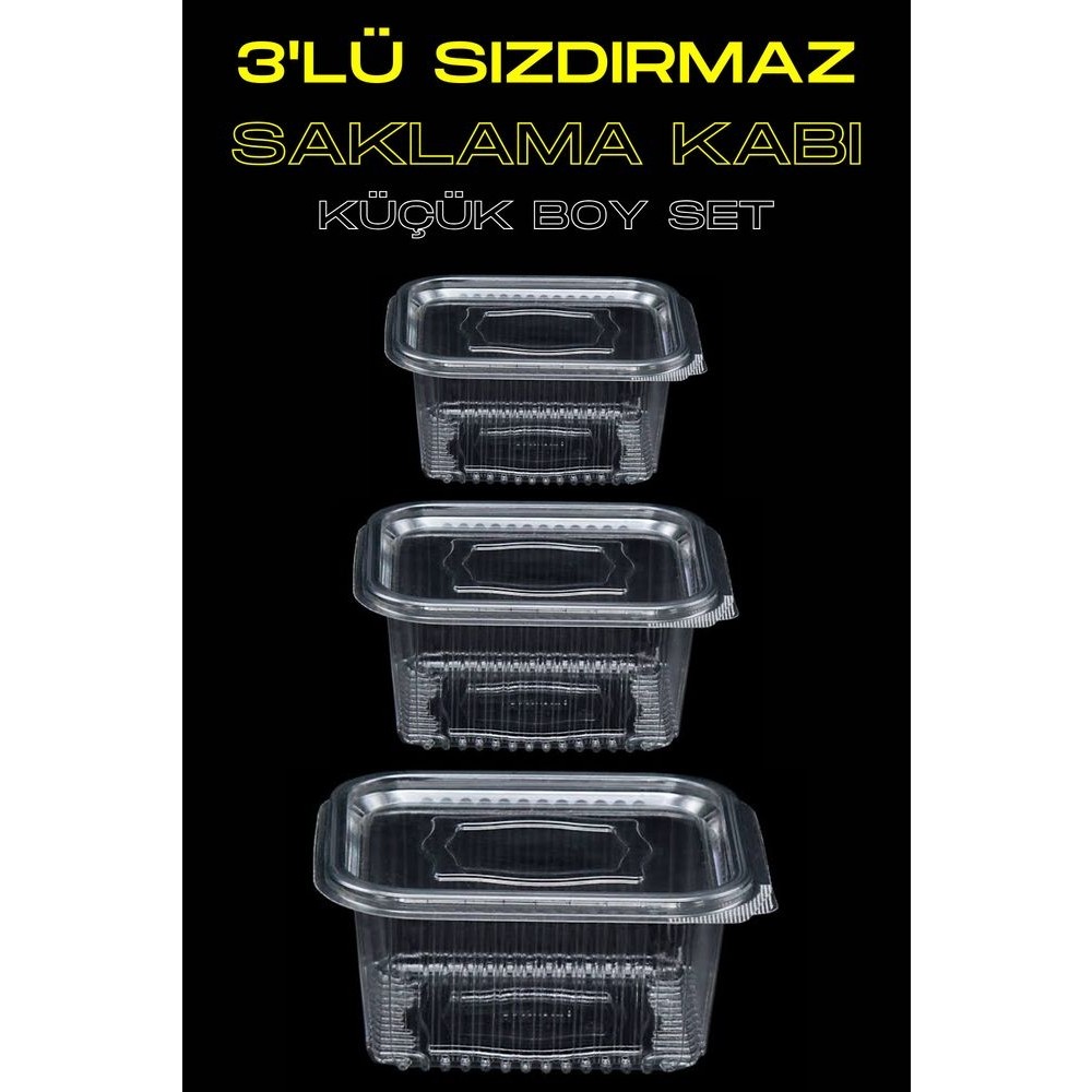 Yok Yok Ambalaj Plastik Sızdırmaz Kap 3' Lü Küçük Boy Tek Kullanımlık Kapaklı Saklama Kabı Seti Eşya Saklama / Düzenleme Fiyatı
