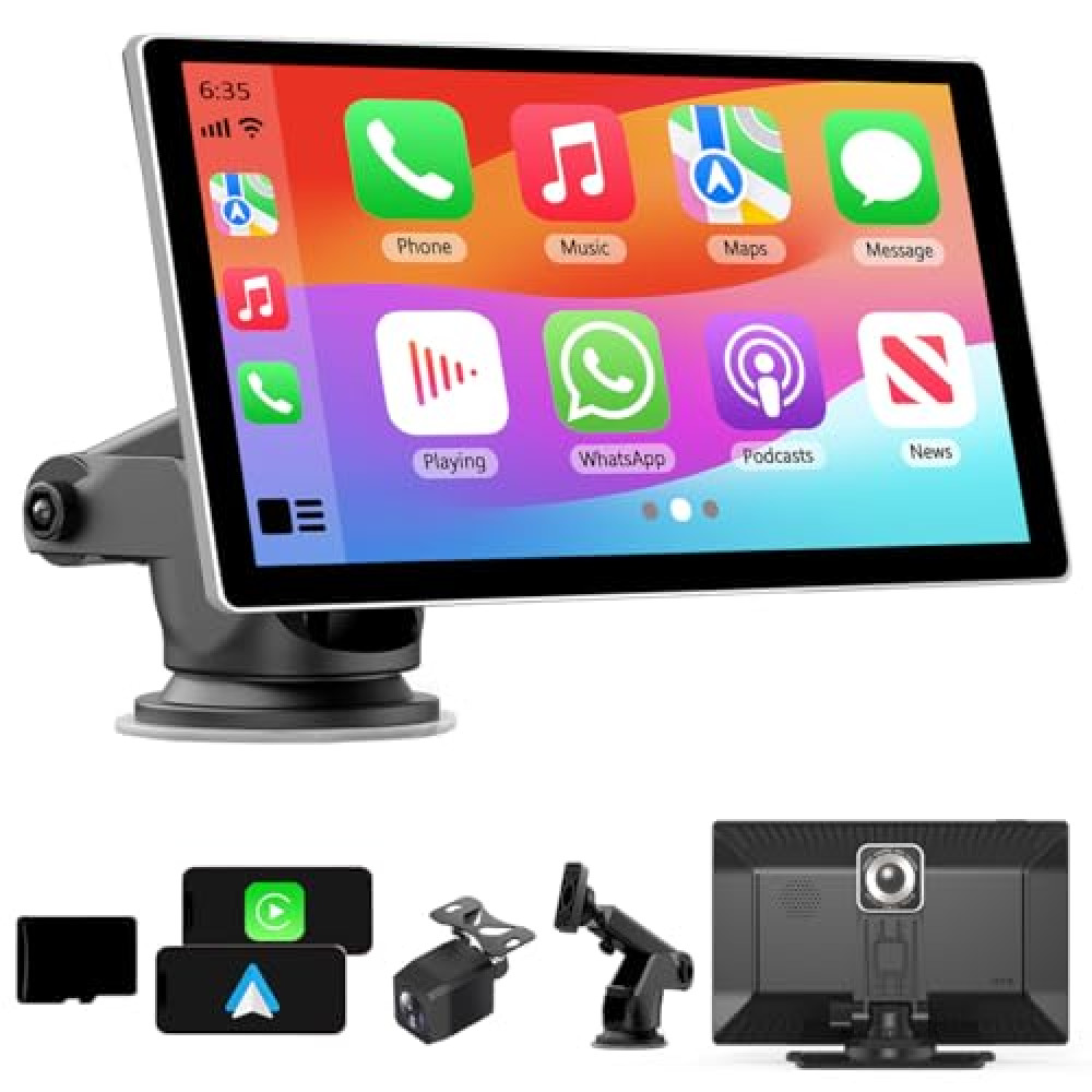 YOKEOMA Latest Carplay Screen for Car, 9" Portable Car Stereo with 4K Dash Cam and AHD1080P Backup Camera Compatible with Wireless CarPlay/Android Auto/Miracast/Bluetooth/Navi/Siri, Fits All Vehicles Car Video & Navigation Devices Fiyatı