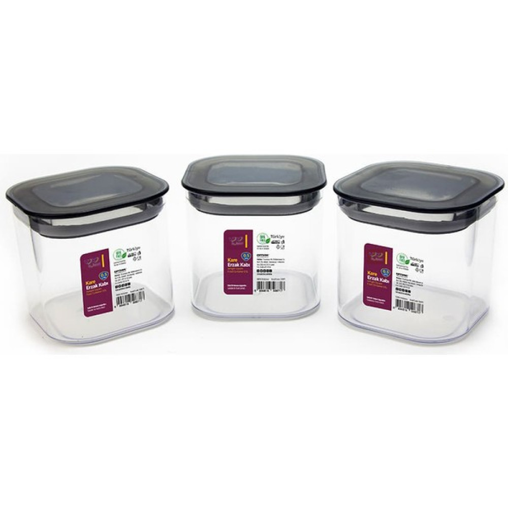 Yoko Home Kapaklı Kare Erzak Saklama Kabı Seti 3 x (0,5 Lt) Baharatlık Saklama Kapları Fiyatı