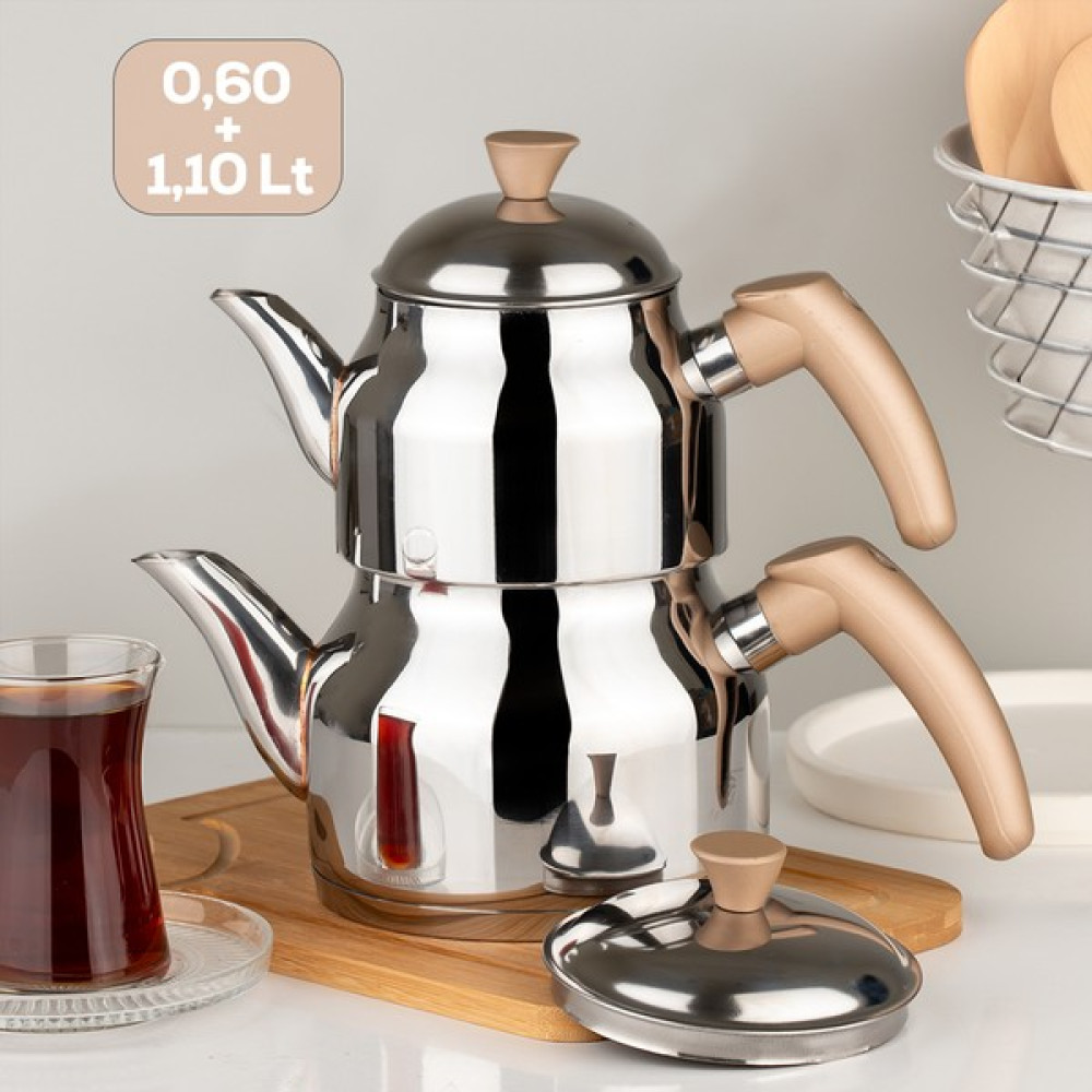 Yonca Belinda Y-2020 Mini Boy Paslanmaz Çelik Indüksiyon Taban Soft Kulp Çaydanlık Takımı 0,6+1,1 Lt Çay / Çaydanlık Setleri Fiyatı