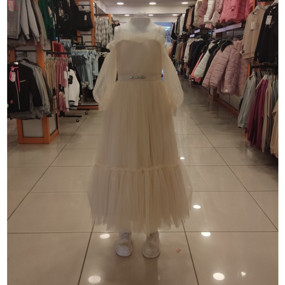 Yonca Çocuk Şeker Kids 3677 Kız Çocuk Kolları Tül Abiye Elbise Fiyatı
