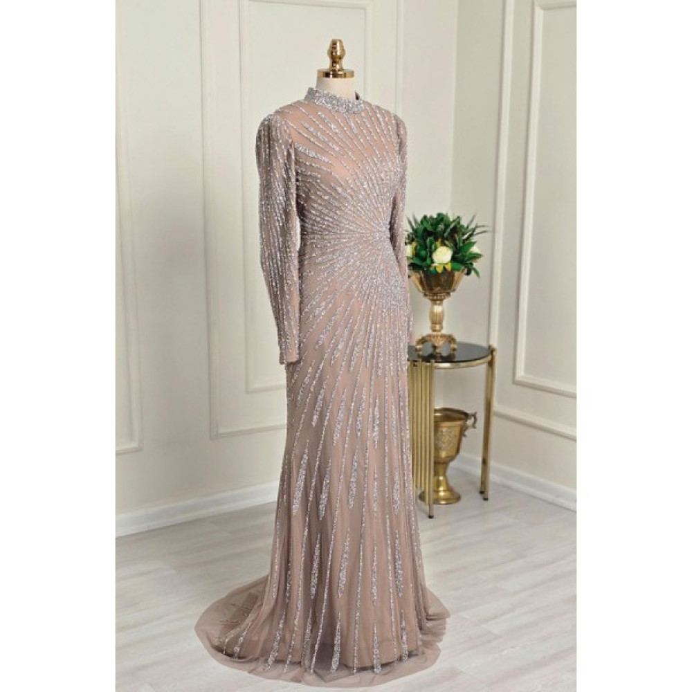 Yonca Moda Evi Store Gold Full Işlemeli B.beden Abiye 7090-1 Elbise Fiyatı