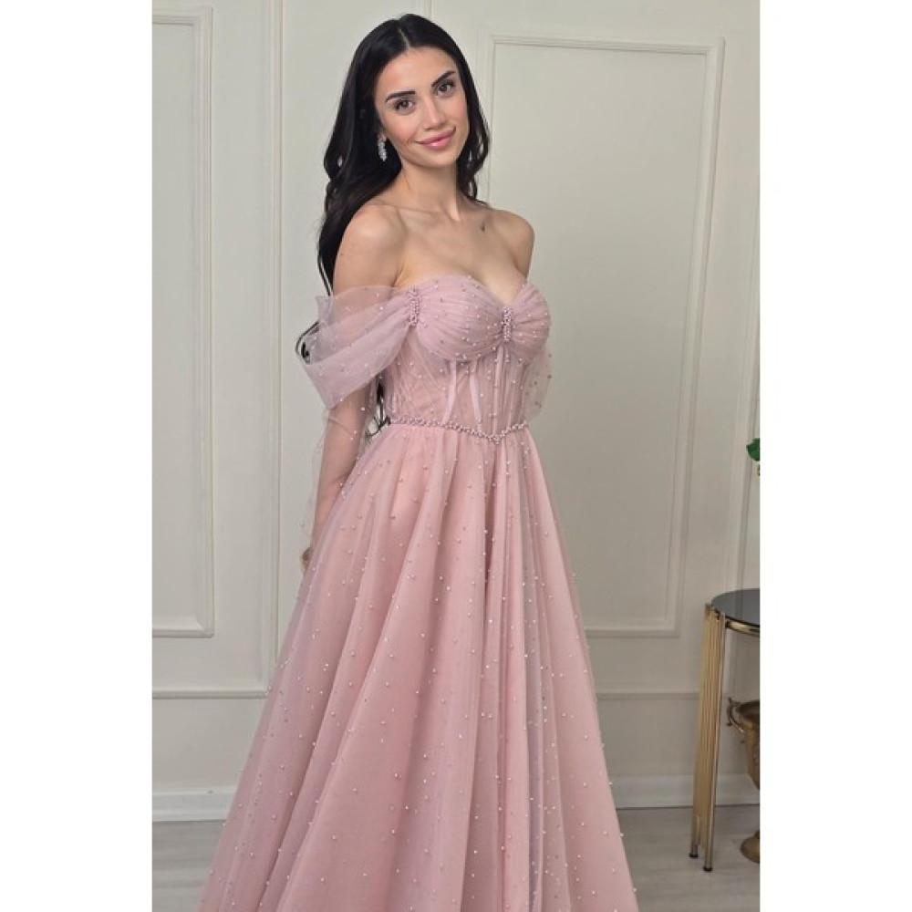 Yonca Pudra Incili Helen Nişanlık 7938 Elbise Fiyatı
