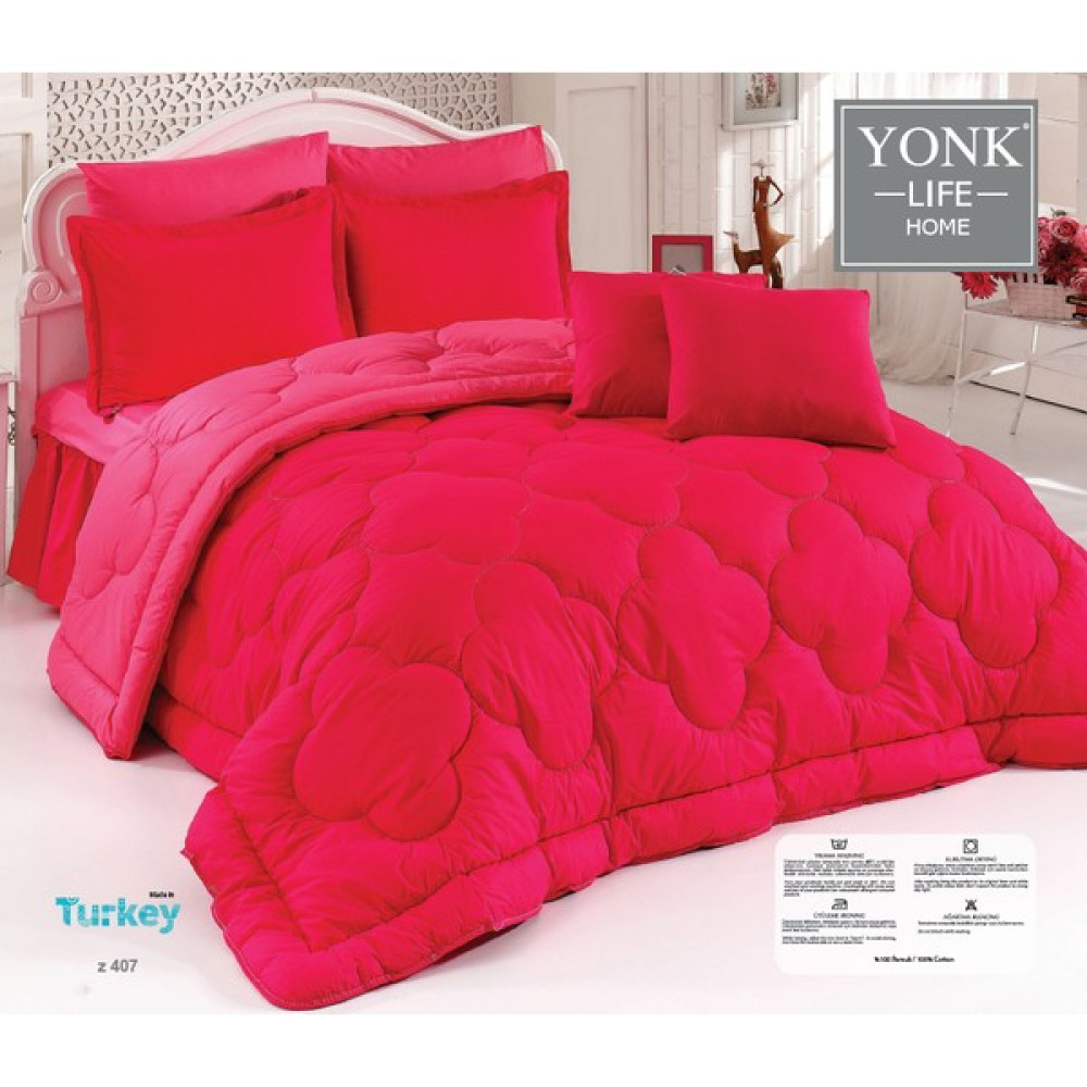 Yonk Life Home Çift Kişilik Ranfors Uyku Seti Kırmızı-Fuşya/pembe-8 Pc - Fuşya Yatak Seti / Uyku Seti Fiyatı