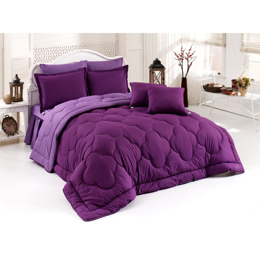 Yonk Life Home Ranfors Çift Kişilik Silikon Yaorgan %100 Pamuk - 200 x 220 cm - Lila - Mor Diğer Fiyatı