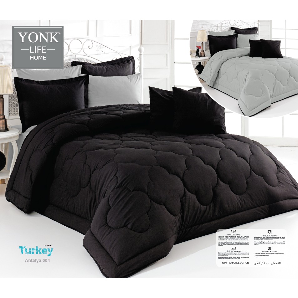 Yonk Life Home Ranfors Çift Kişilik Silikon Yaorgan %100 Pamuk - 200 x 220 cm - Siyah - Gri Diğer Fiyatı