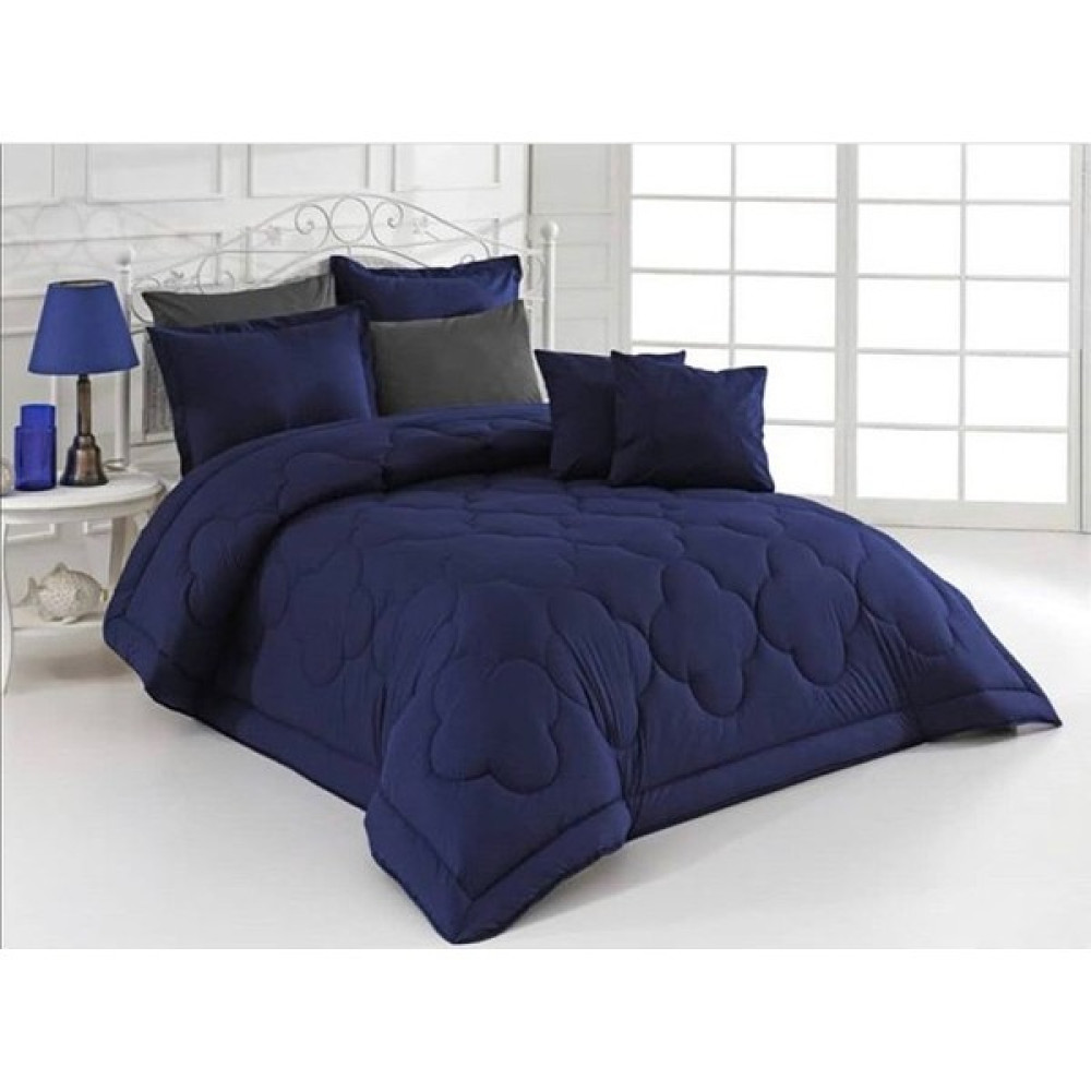 Yonk Life Home Ranfors Tek Kişilik Silikon YORGAN-%100 Pamuk - 160 x 220 cm - Lacivert - Gri Yorgan Fiyatı