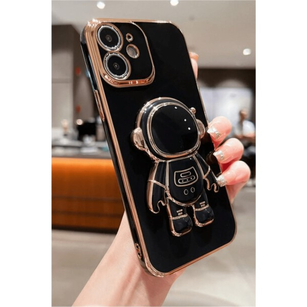 yoocko Iphone 11 Uyumlu Özel Tasarım Kamera Korumalı Yumuşak Silikon Robot Stand Luxury Robot Kapak Kılıf - Siyah Cep Telefonu Kılıfı Fiyatı