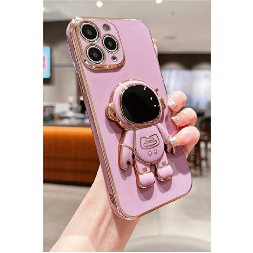 yoocko Iphone 14 Pro Max Uyumlu Kamera Korumalı Yumuşak Silikon Robot Stand Luxury Robot Kapak Kılıf - Pembe Cep Telefonu Kılıfı Fiyatı
