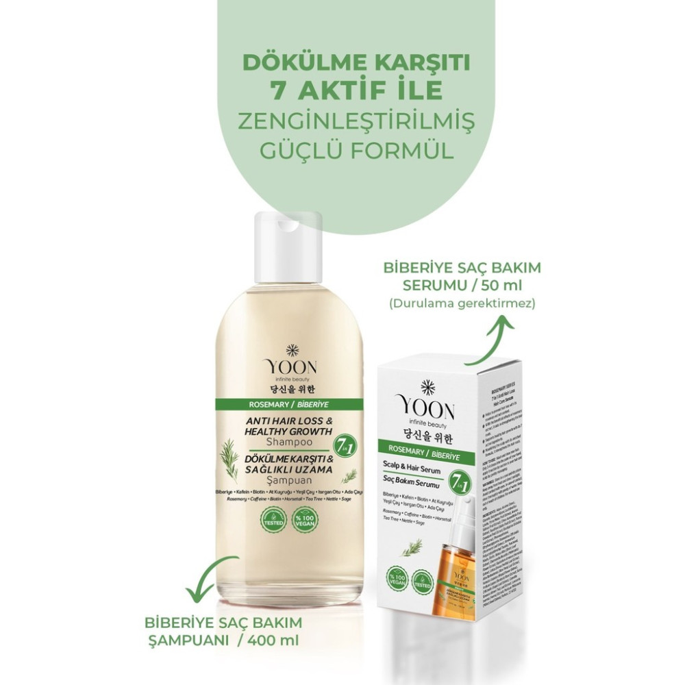 Yoon 2'li Set Hızlı Saç Uzaması ve Dökülme Karşıtı, 7 Aktifli Biberiyeli Saç Serumu 50 ml + Şampuan 400 ml Saç Dökülmesine Karşı Ürünler Fiyatı