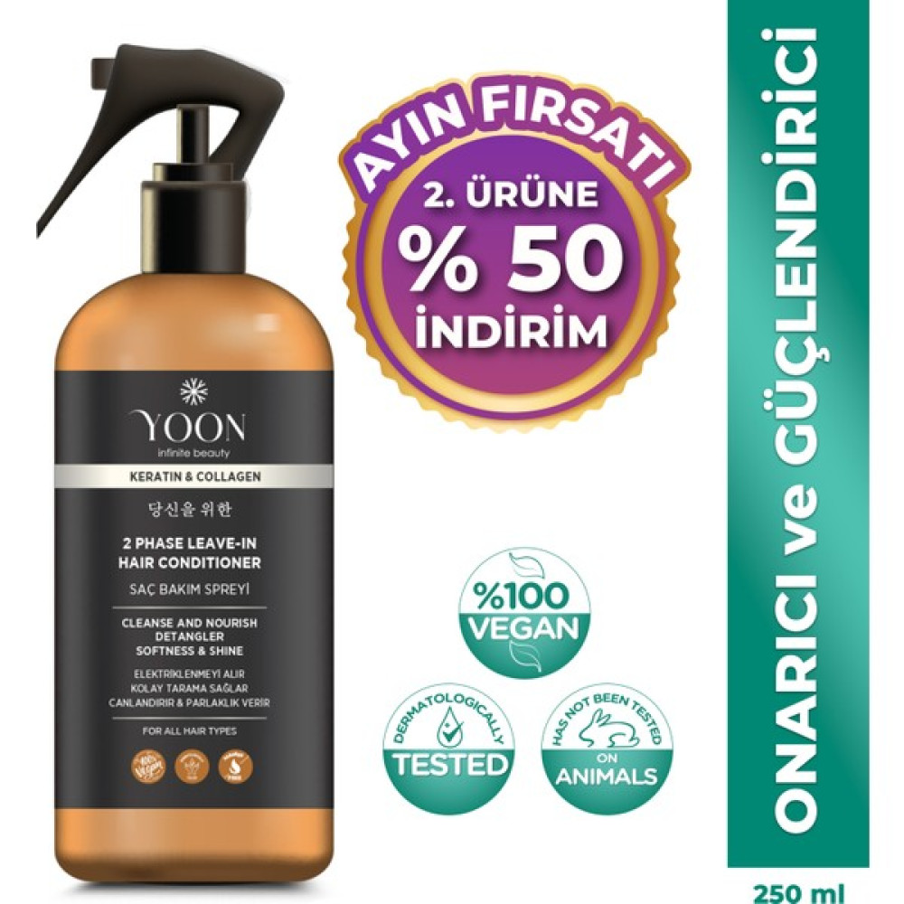 Yoon Kolajen ve Keratin İçeren Besleyici Onarıcı Isı & Elektriklenme Karşıtı Vegan Saç Bakım Spreyi 250 ml Saç Şekillendirici Sprey Fiyatı
