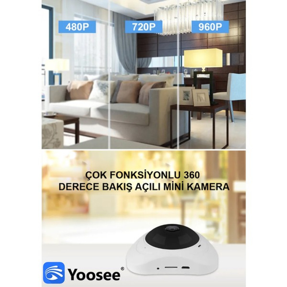 Yoosee 1080P 3D Vr Balıkgözü Kablosuz Wi-Fi Akıllı Kamera 360 Derece Panoramik 2.0mp Mini Güvenlik Kamerası Güvenlik Kameraları Fiyatı