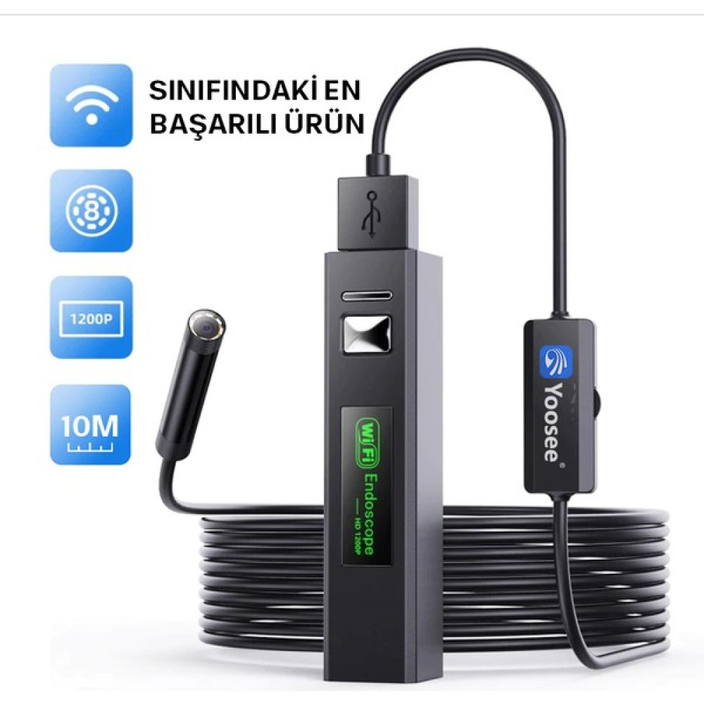 Yoosee Wifi & USB LED Tel Yılan 1080P Full Hd Endoskop Su Geçirmez Kamera 10MT Güvenlik Kameraları Fiyatı