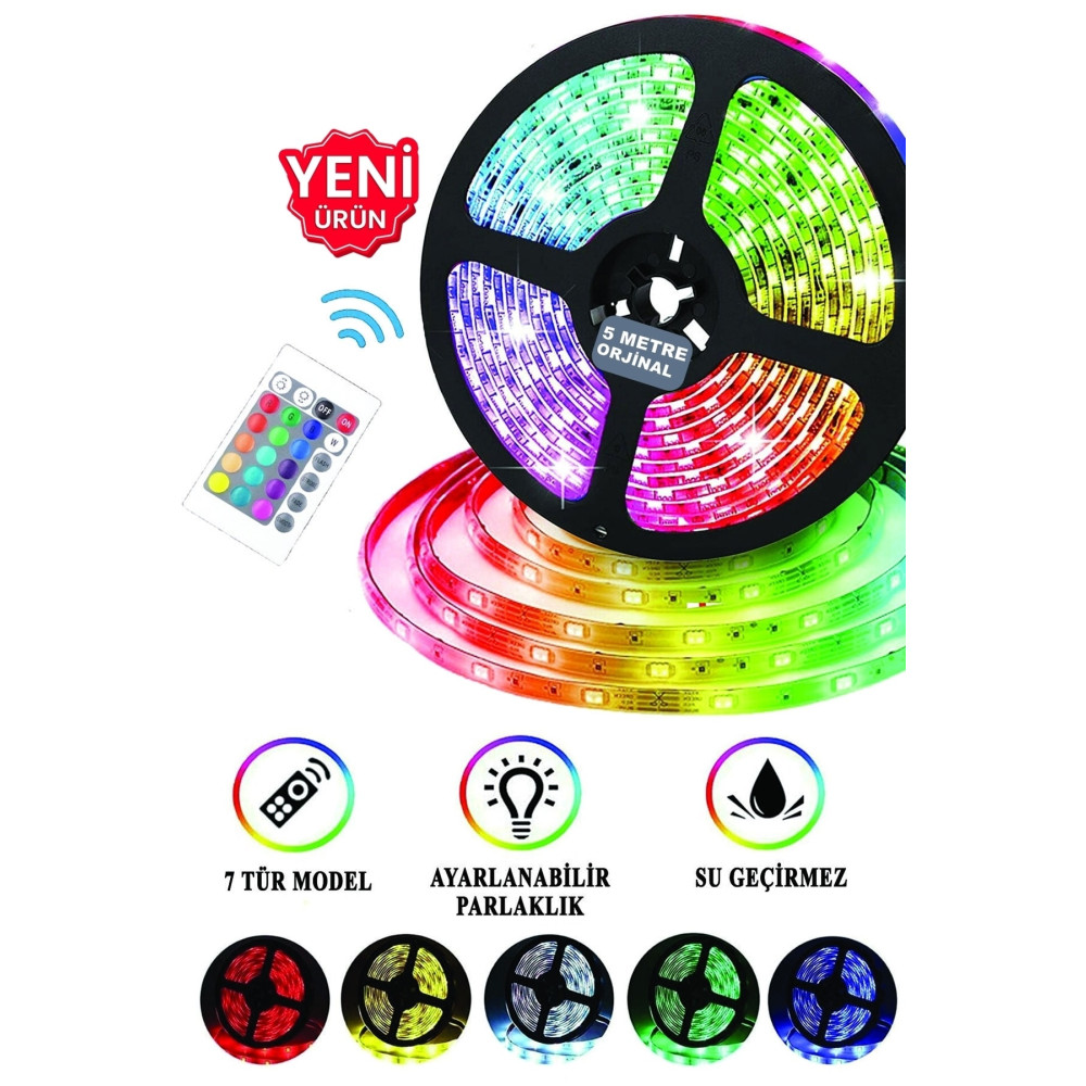 yopigo 5 mt Kumandalı Işıldak Rgb Şerit Led Lamba iç Ve Dış Mekan Silikon Yapışkanlı Aydınlatma Yaş Günü & Parti Fiyatı