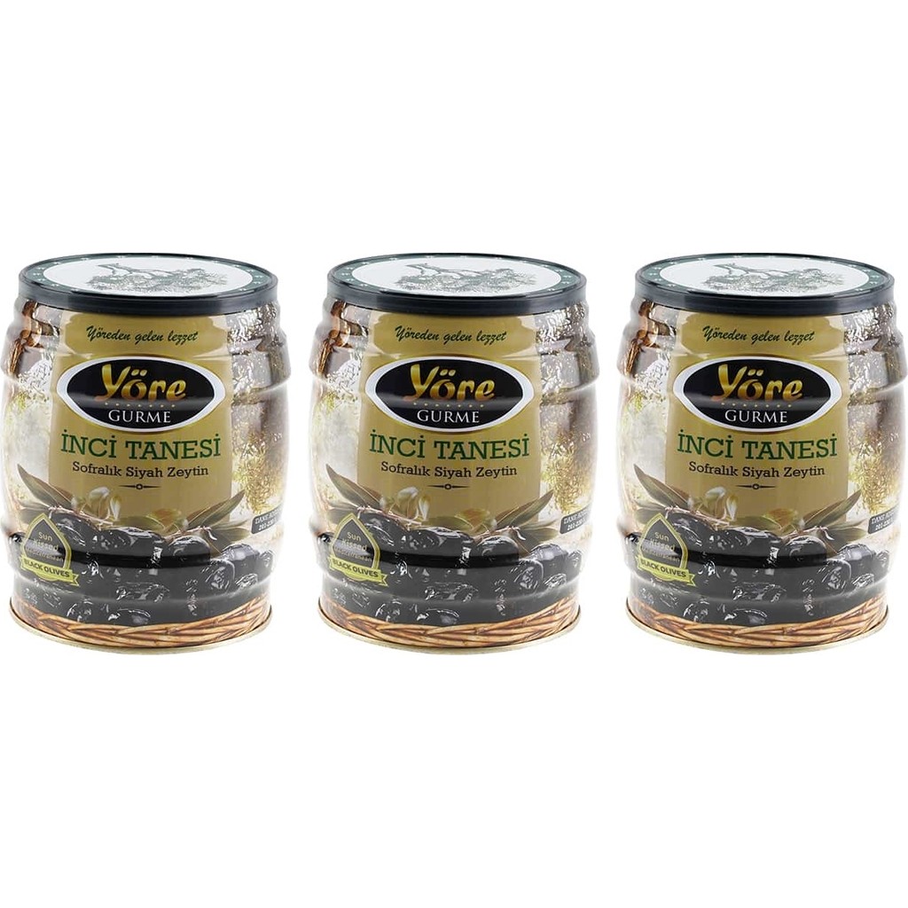 Yöre Gurme İnci Tanesi Siyah Zeytin 750 gr Teneke 3'lü Paket Diğer Fiyatı