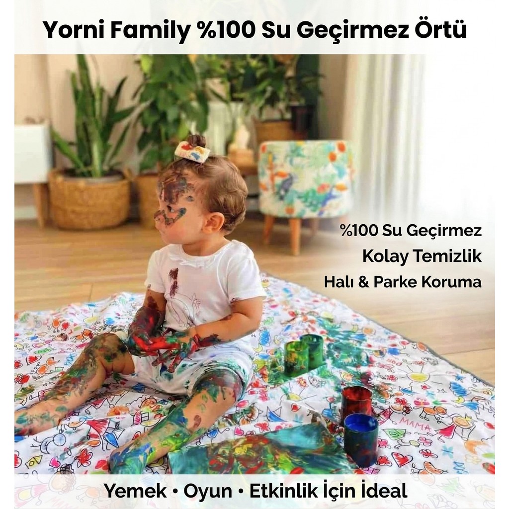 Yorni Family, Su Geçirmez 145X150 cm Mama Sandalyesi Altı Yer Örtüsü, Çok Amaçlı - Beyaz Mama Sandalyesi Fiyatı