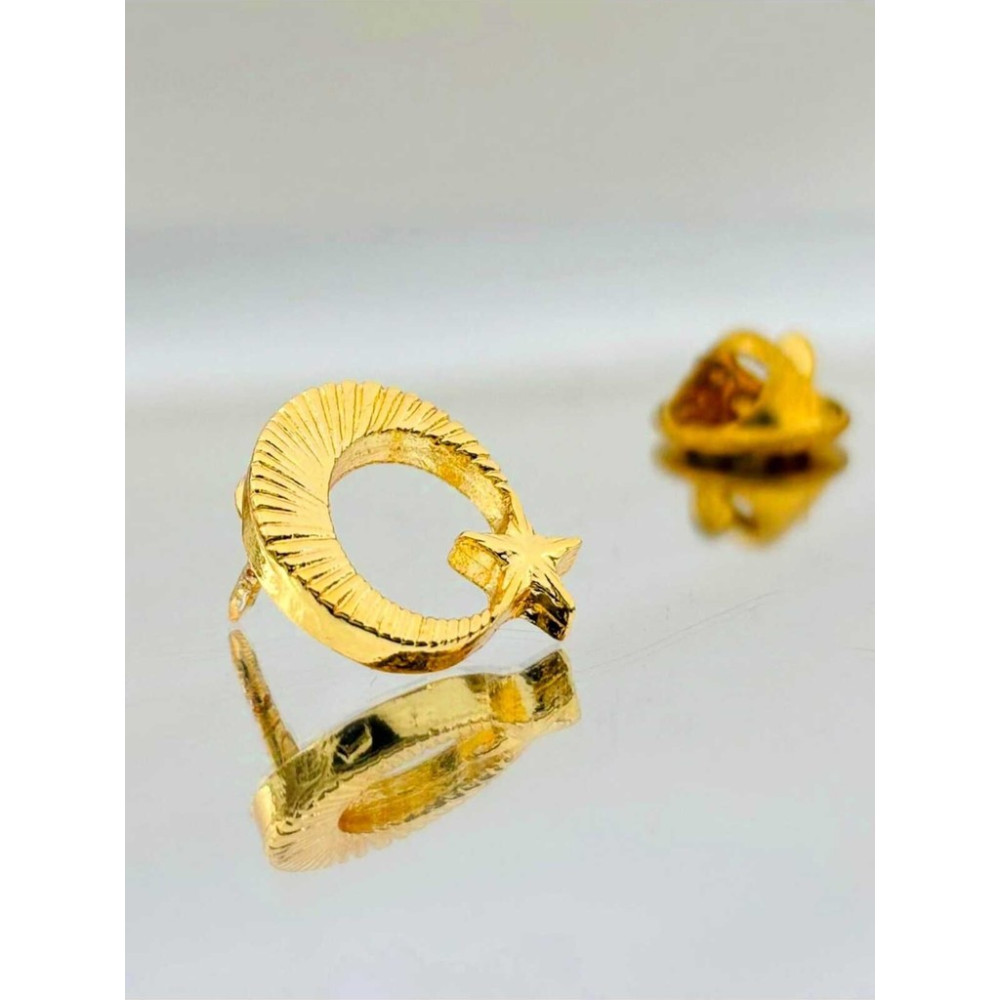 Yörük Tasarım Ay Yıldız Gold Kaplama Yaka Rozeti Rozet Fiyatı