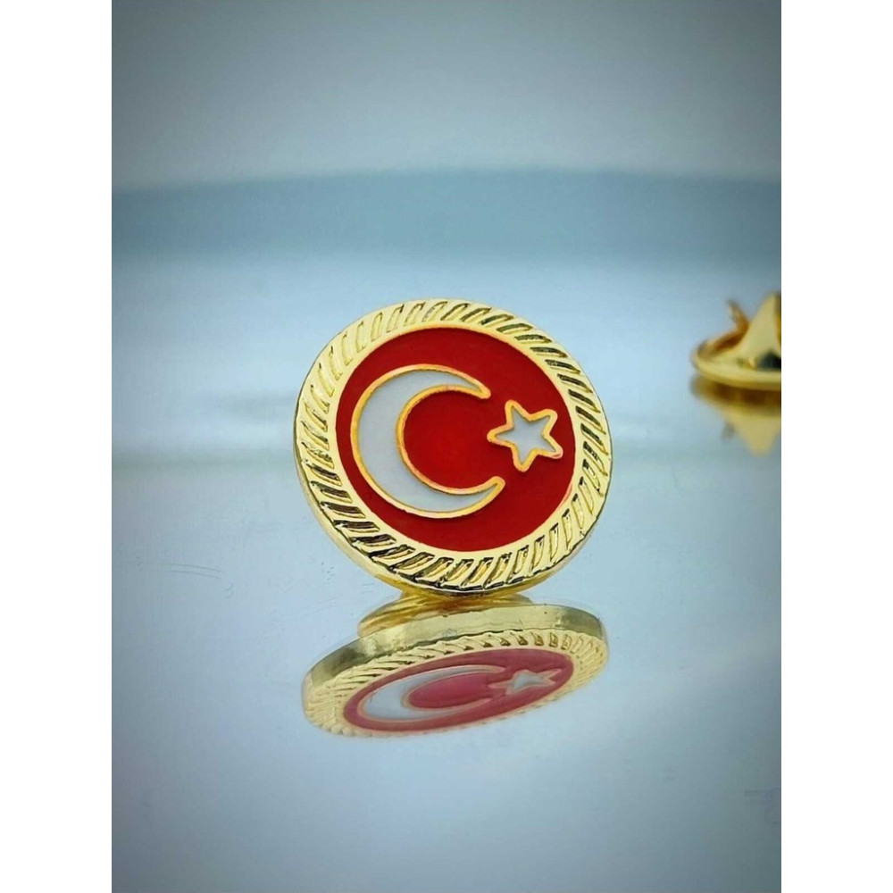 Yörük Tasarım Türk Bayrağı Fasetli Altın Kaplama Yaka Rozeti Rozet Fiyatı