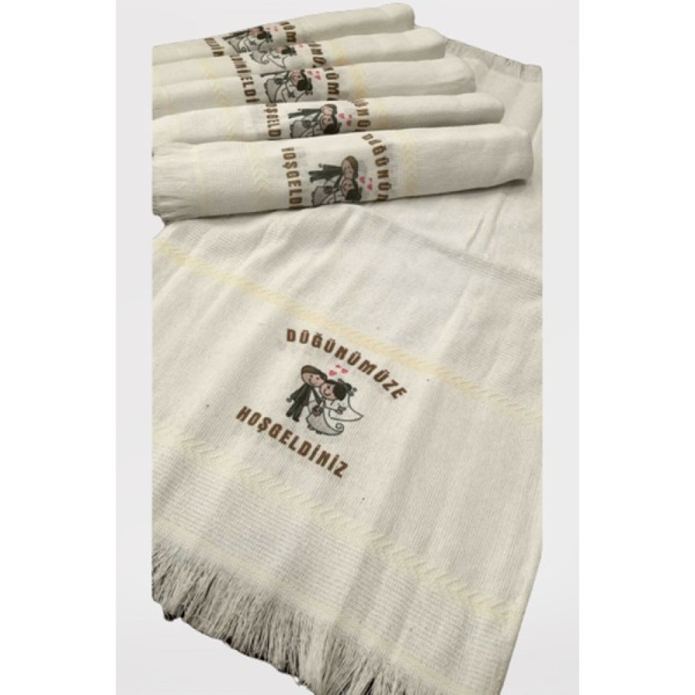 Yörük Tuhafiye Düğün Havlusu Araba Havlusu Konvoy Havlusu 12 Adet - Açık Mavi - Krem - 35 x 75 cm El / Yüz Havlusu Fiyatı