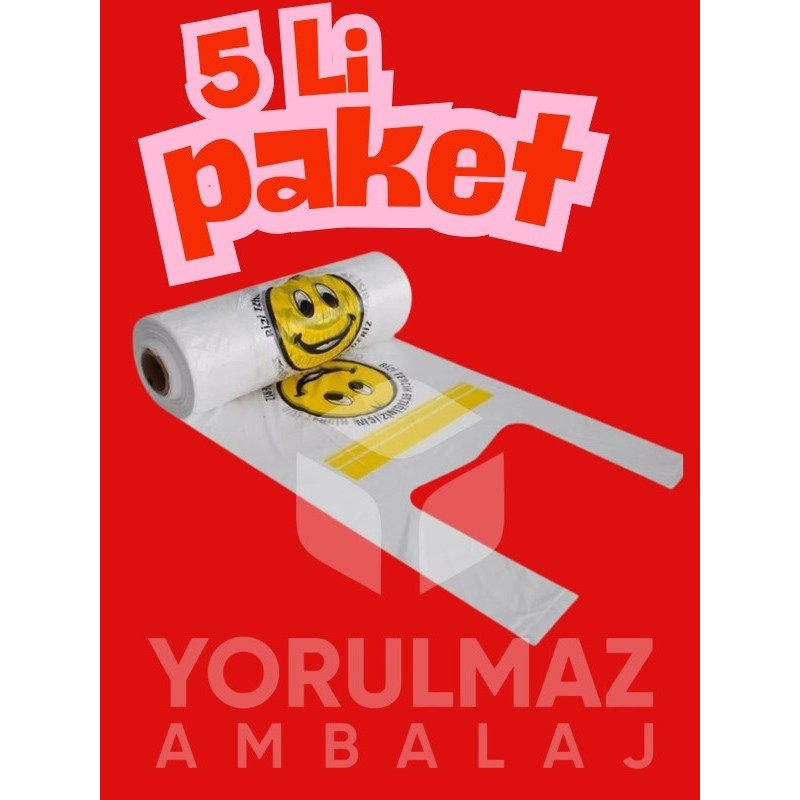 Yorulmaz Ambalaj Gülen Yüz Baskılı Büyük Boy Rulo Poşet 5’li – Dayanıklı Hışır Market & Manav Taşıma Poşeti Ekonomik Paket Diğer Fiyatı