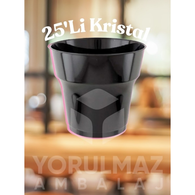 Yorulmaz Ambalaj ✨siyah Kristal Plastik Bardak 25’li – Şık & Lüks Görünümlü, Sert Mika Yapılı, Dayanıklı Tek Kullanımlık Bardak ✨ - Siyah Fincan / Bardak / Kahve Takımı Fiyatı