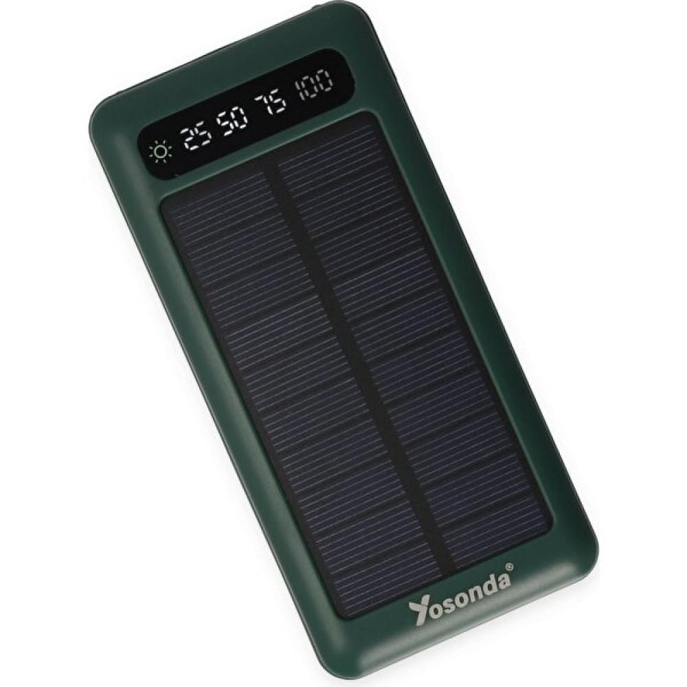 Yosonda A39 4in1 Solar Panelli Dahili Kablolu 10.000 Mah Powerbank - Yeşil Taşınabilir Şarj Cihazı - Powerbank Fiyatı