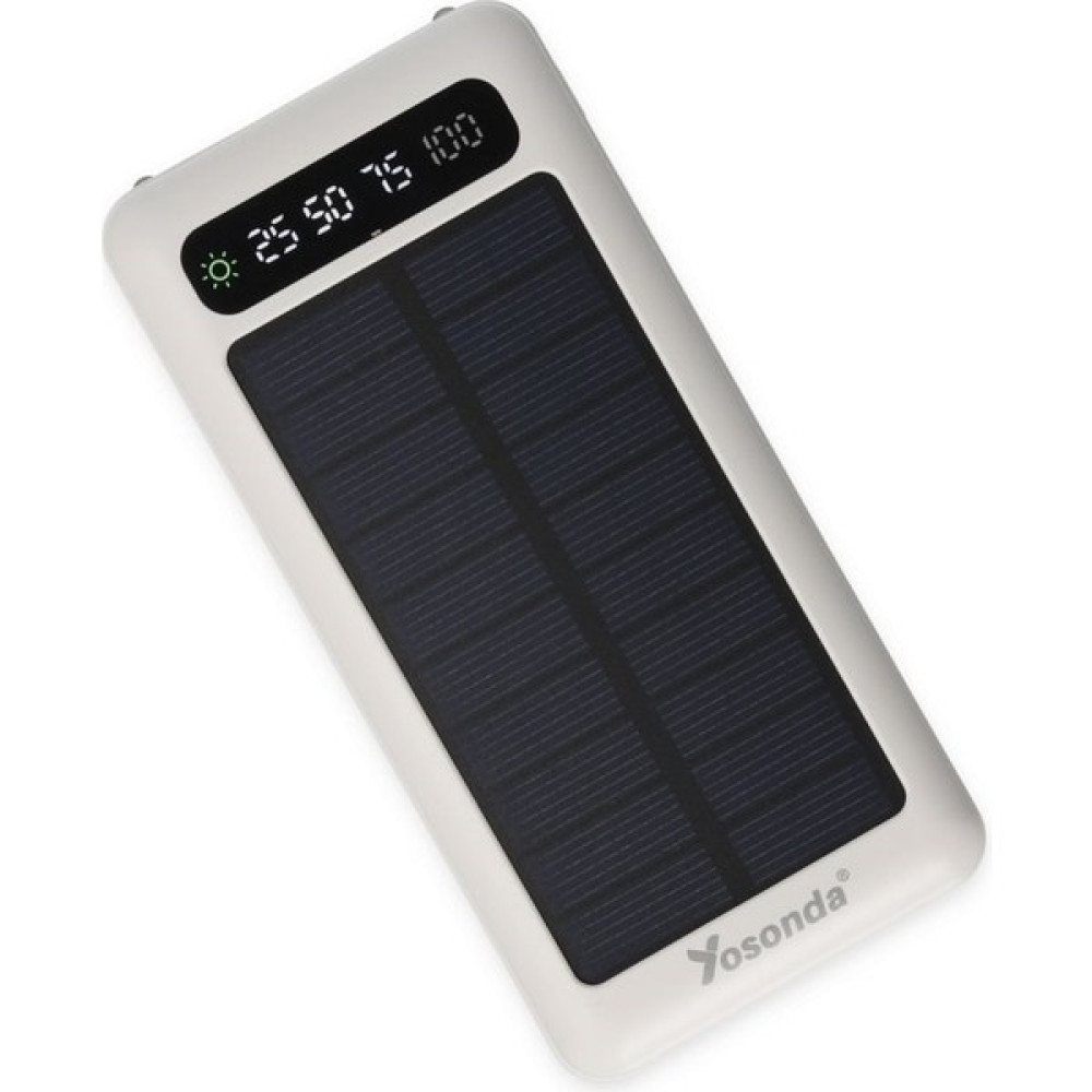 Yosonda A79 4in1 Solar Panelli Dahili Kablolu 20.000 Mah Powerbank - Beyaz Taşınabilir Şarj Cihazı - Powerbank Fiyatı