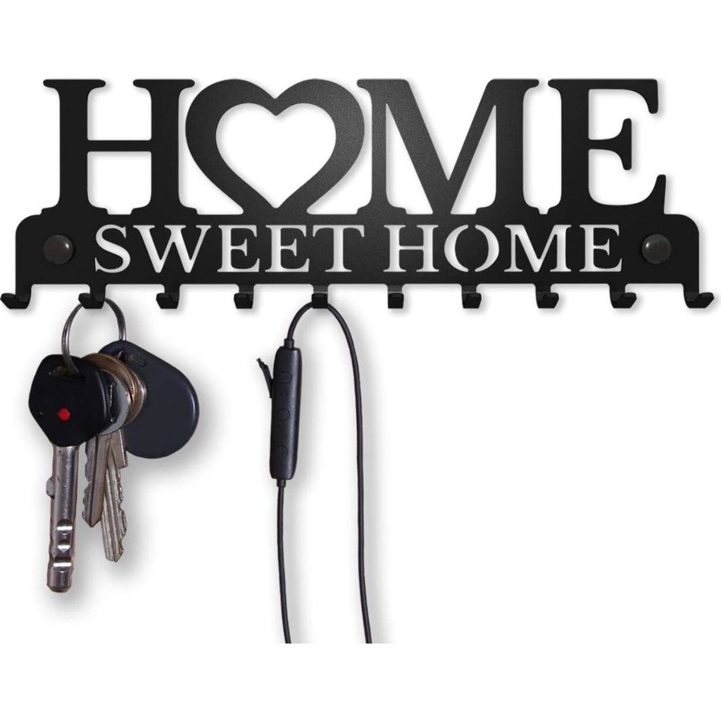 You Bella Home Sweet Home Yazı Desenli Dekoratif Estetik Anahtarlık Siyah - Amerikan Kapı Diğer Fiyatı