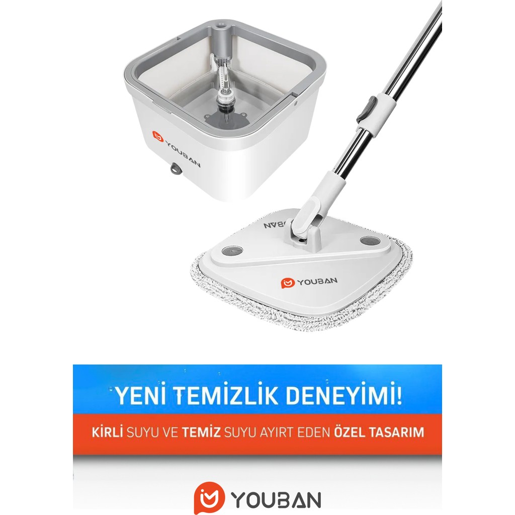 Youban Mop Pro 4 Bezli Temizlik Seti Temiz Su ile Kirli Suyu Ayıran Özellikli Mop Takımı Diğer Fiyatı