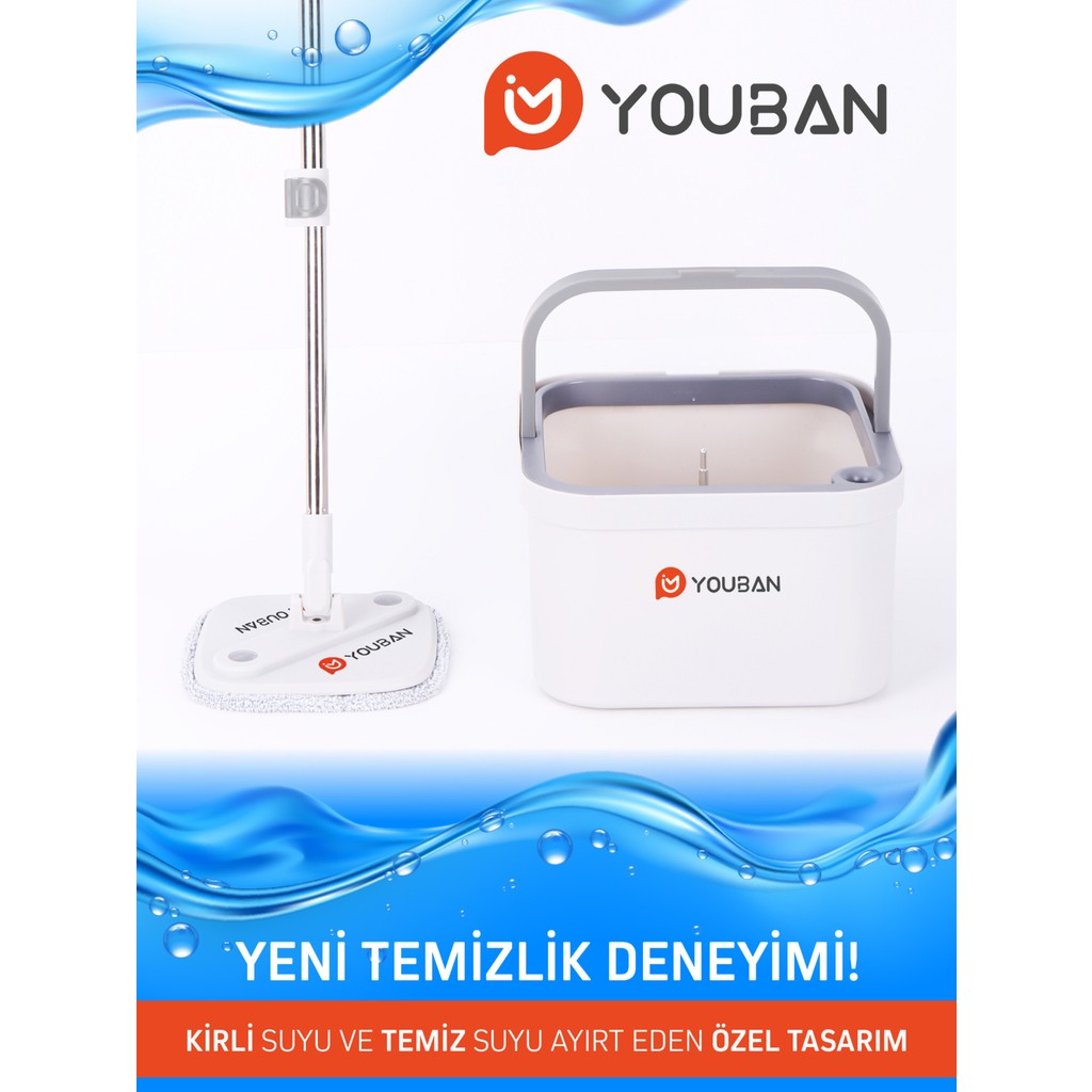 Youban Temiz Su ile Kirli Suyu Ayıran Otomatik Temizlik Seti Pro +1 Yedek Mop Bezli Diğer Fiyatı