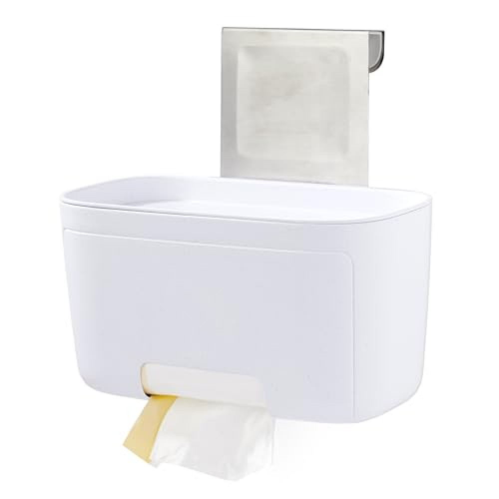 YouCopia DoorStash Garbage Bag Dispenser, Hanging Kitchen Cabinet Door Trash Bag Organizer with Removable Lid for Storage, Speckled White