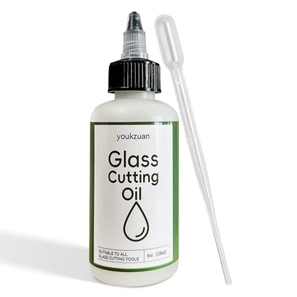 youkzuan Glass Cutting Oil with Precision Application Top, 4 Ounces Glass Cutter Oil is Suitable for Window Glasses, Stained Glass, Mirrors, Glass Bottles, Tiles and More