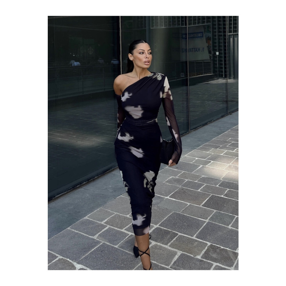 YouLikeButik Tek Omuz Colorful Elbise Siyah L Beden Elbise Fiyatı