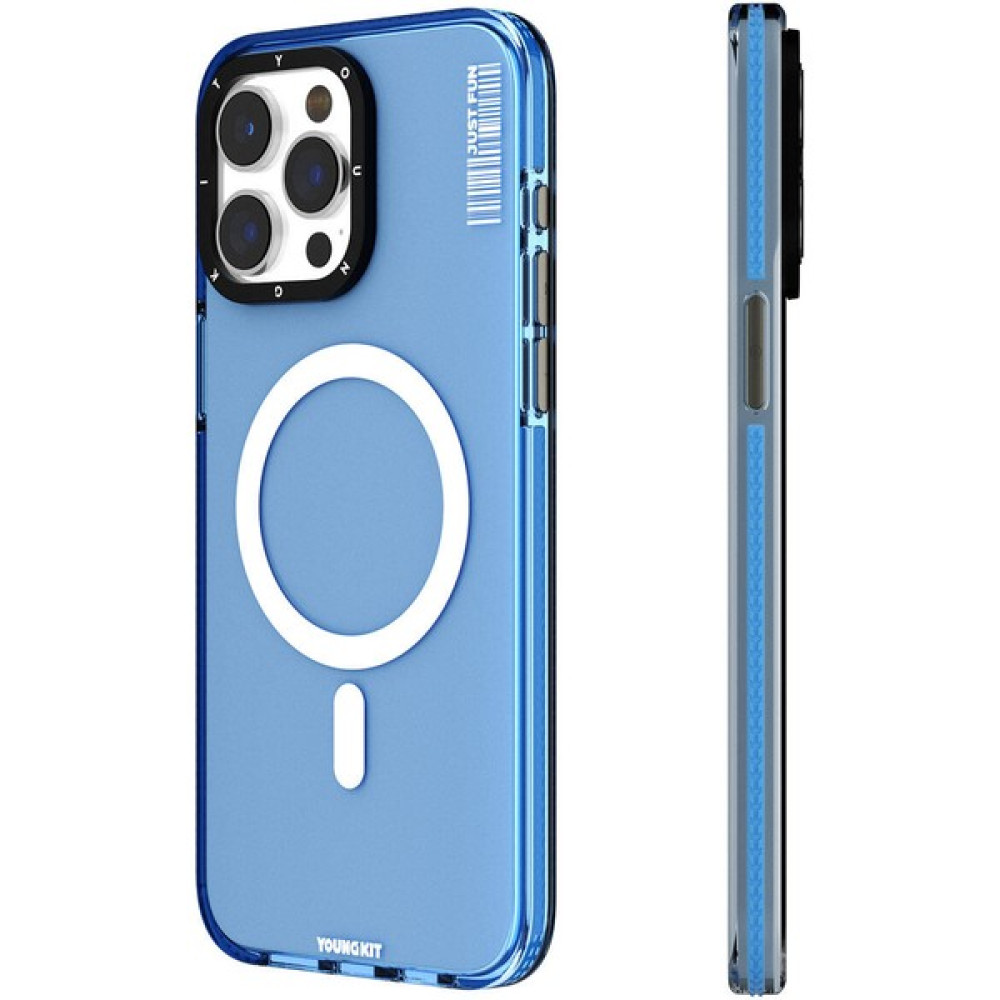 YoungKit Apple iPhone 15 Pro Uyumlu Magsafe Şarj Özellikli Youngkit Crystal Color Serisi Kılıf Mavi Cep Telefonu Kılıfı Fiyatı