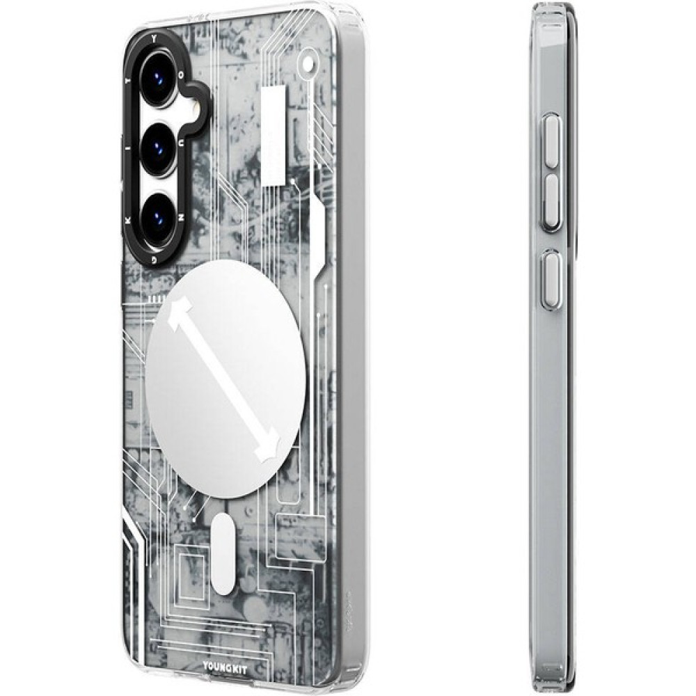 YoungKit Galaxy S24 Plus Uyumlu Kılıf Magsafe Şarj Özellikli Youngkit Technology Serisi Kapak Beyaz Cep Telefonu Kılıfı Fiyatı