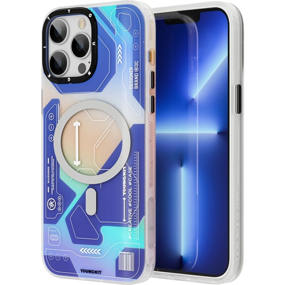 YoungKit iPhone 13 Pro Max Uyumlu Kılıf Magsafe Şarj Özellikli Youngkit Metaverse Serisi Kapak - Mavi Cep Telefonu Kılıfı Fiyatı