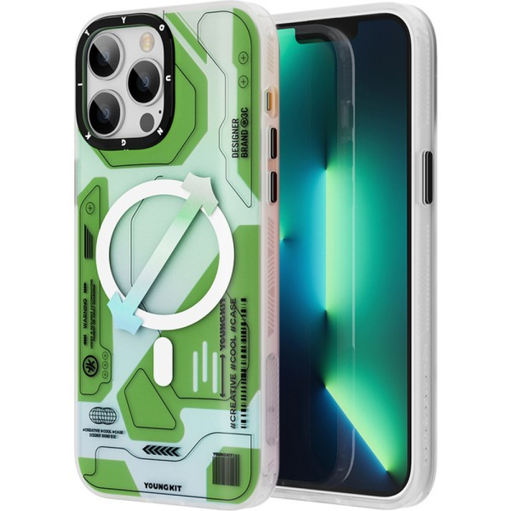YoungKit iPhone 13 Pro Max Uyumlu Kılıf Magsafe Şarj Özellikli Youngkit Metaverse Serisi Kapak - Yeşil Cep Telefonu Kılıfı Fiyatı