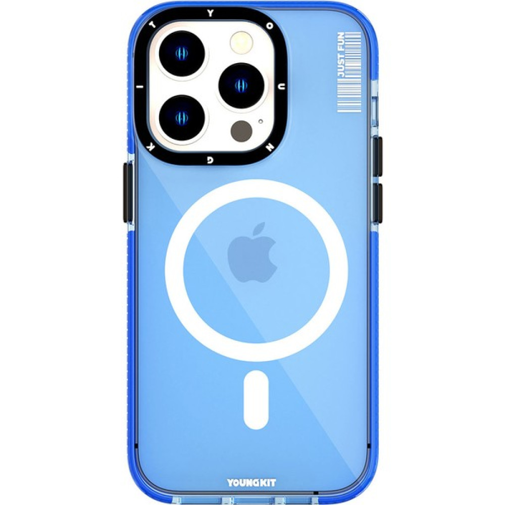 YoungKit iPhone 14 Pro Uyumlu Kılıf Magsafe Kablosuz Şarj Özellikli Youngkit Crystal Color Serisi Kapak - Mavi Cep Telefonu Kılıfı Fiyatı