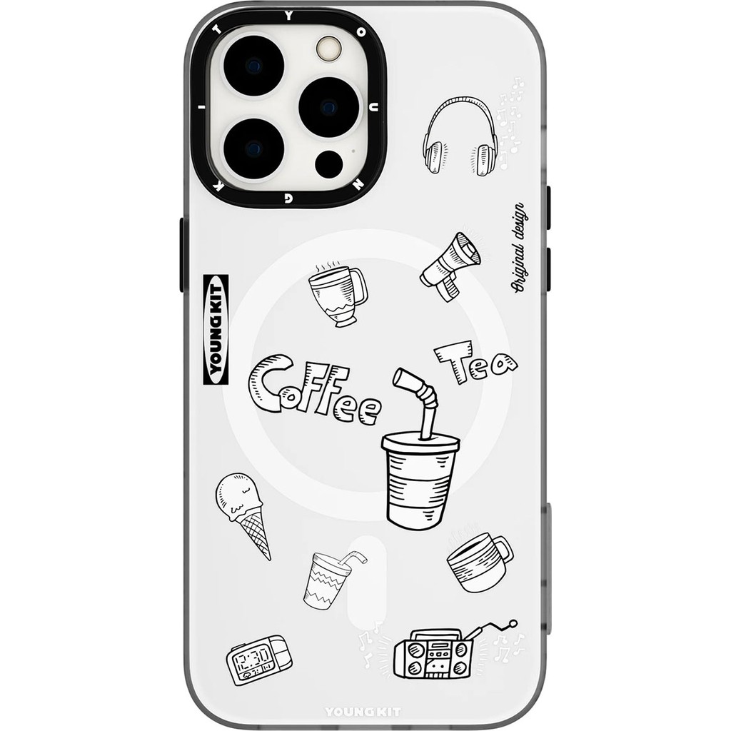 YoungKit iPhone 14 Pro Uyumlu Kılıf Magsafe Şarj Özellikli Desenli Youngkit Plaything Serisi Kapak Beyaz Cep Telefonu Kılıfı Fiyatı