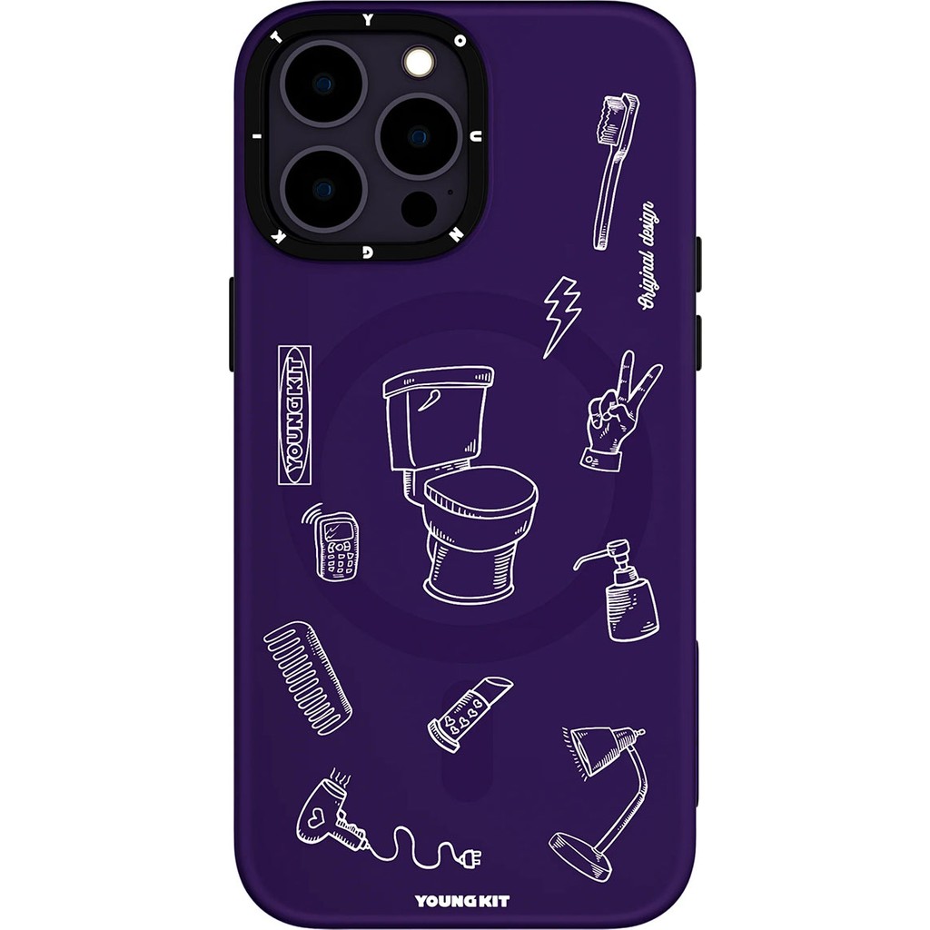 YoungKit iPhone 14 Pro Uyumlu Kılıf Magsafe Şarj Özellikli Desenli Youngkit Plaything Serisi Kapak Mor Cep Telefonu Kılıfı Fiyatı