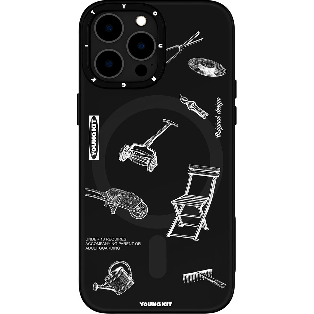 YoungKit iPhone 14 Pro Uyumlu Kılıf Magsafe Şarj Özellikli Desenli Youngkit Plaything Serisi Kapak Siyah Cep Telefonu Kılıfı Fiyatı