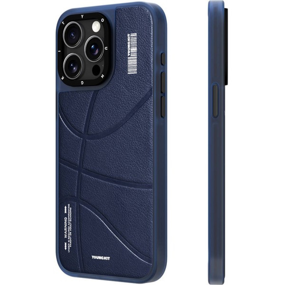 YoungKit iPhone 15 Pro Uyumlu Kılıf Magsafe Şarj Özellikli Youngkit Backboard Serisi Leather Mavi Cep Telefonu Kılıfı Fiyatı