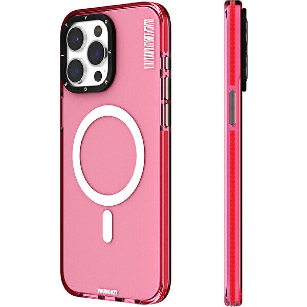 YoungKit iPhone 15 Pro Uyumlu Kılıf Magsafe Şarj Özellikli Youngkit Crystal Color Serisi Kapak Pembe Cep Telefonu Kılıfı Fiyatı