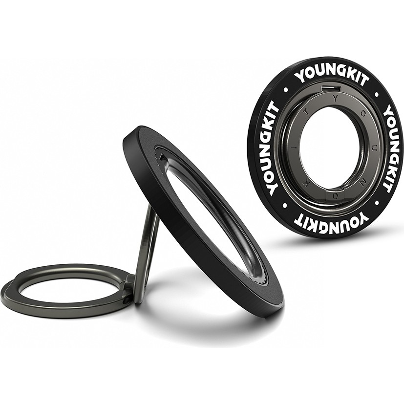 Youngkit Parmak Ring Stand Magnetik 360 Derece Dönebilen Double Ring Serisi Siyah - iPhone 16 Pro Max Cep Telefonu Fiyatı
